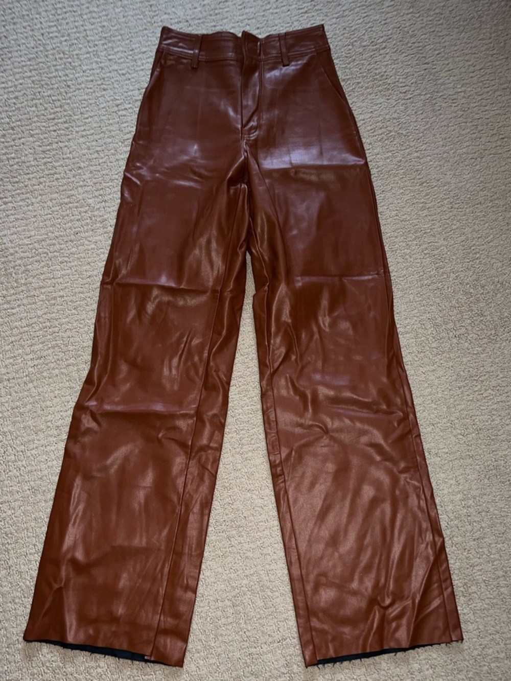 Forever 21 Cognac Faux Leather Trousers
